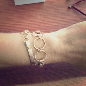 Rose gold plated & leather wrap bracelet/choker